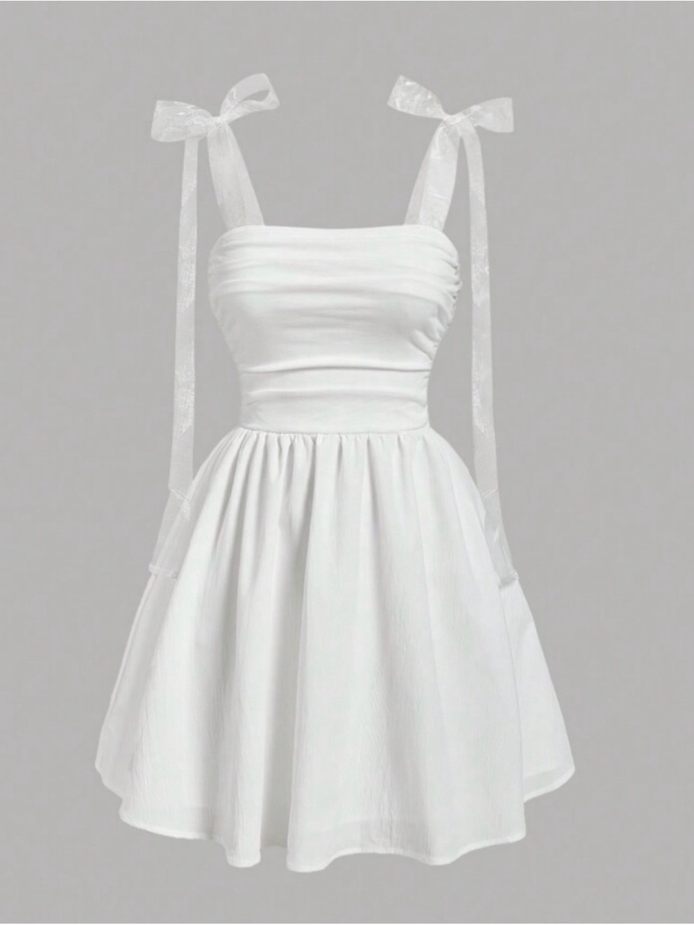 SHEIN White Tie-Shoulder Fit & Flare Mini Dress